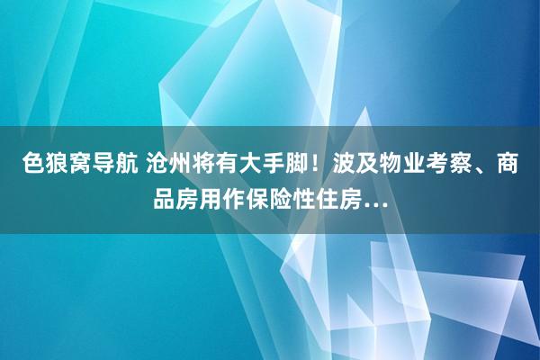 色狼窝导航 沧州将有大手脚！波及物业考察、商品房用作保险性住房…