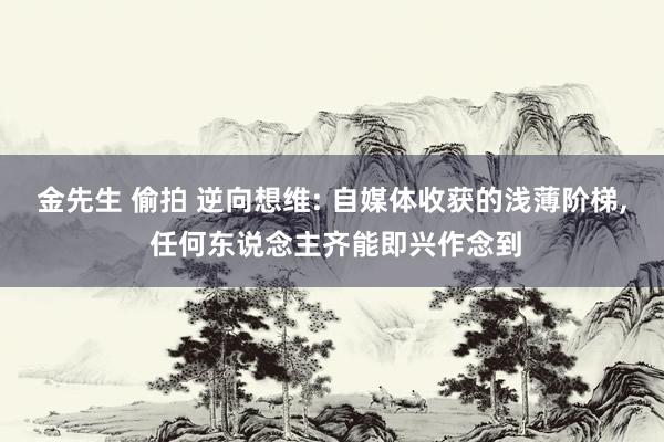 金先生 偷拍 逆向想维: 自媒体收获的浅薄阶梯， 任何东说念主齐能即兴作念到