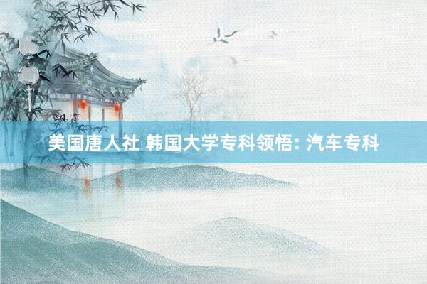 美国唐人社 韩国大学专科领悟: 汽车专科